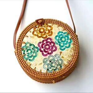 Round Handbags Summer Rattan Handmade Bohemia wood 🪵 Woven Rattan Shell